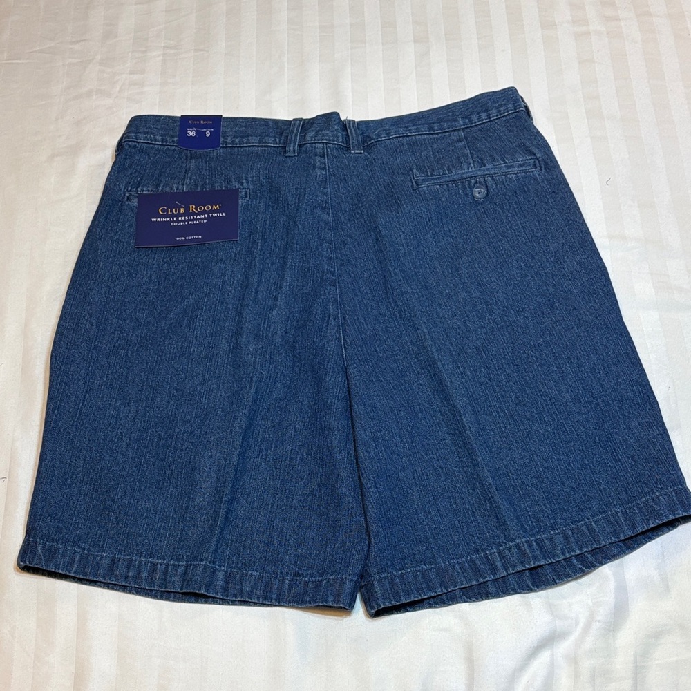 Club Room Dark Blue Jean Shorts Wrinkle Resistant Sz 36 - Picture 2 of 8